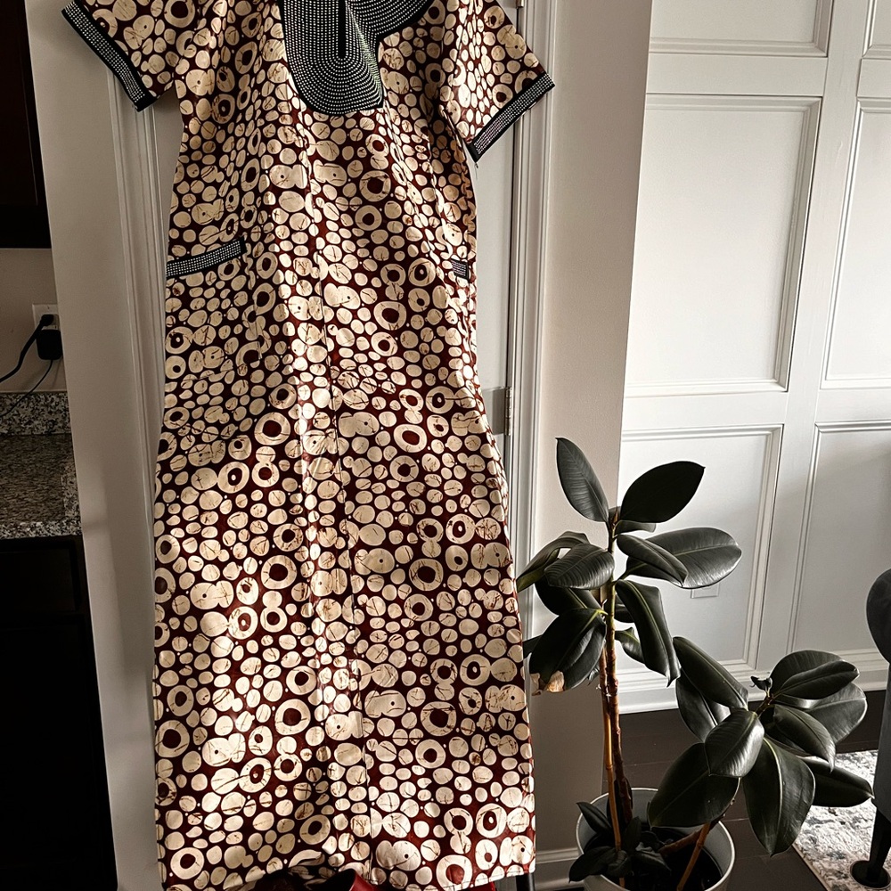 Elegant Brown and Cream Dress